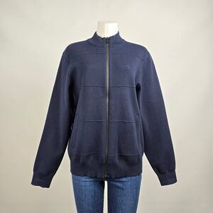 Robert Graham Blue Cotton Knit Zip Up Cardigan Jacket Size M/L